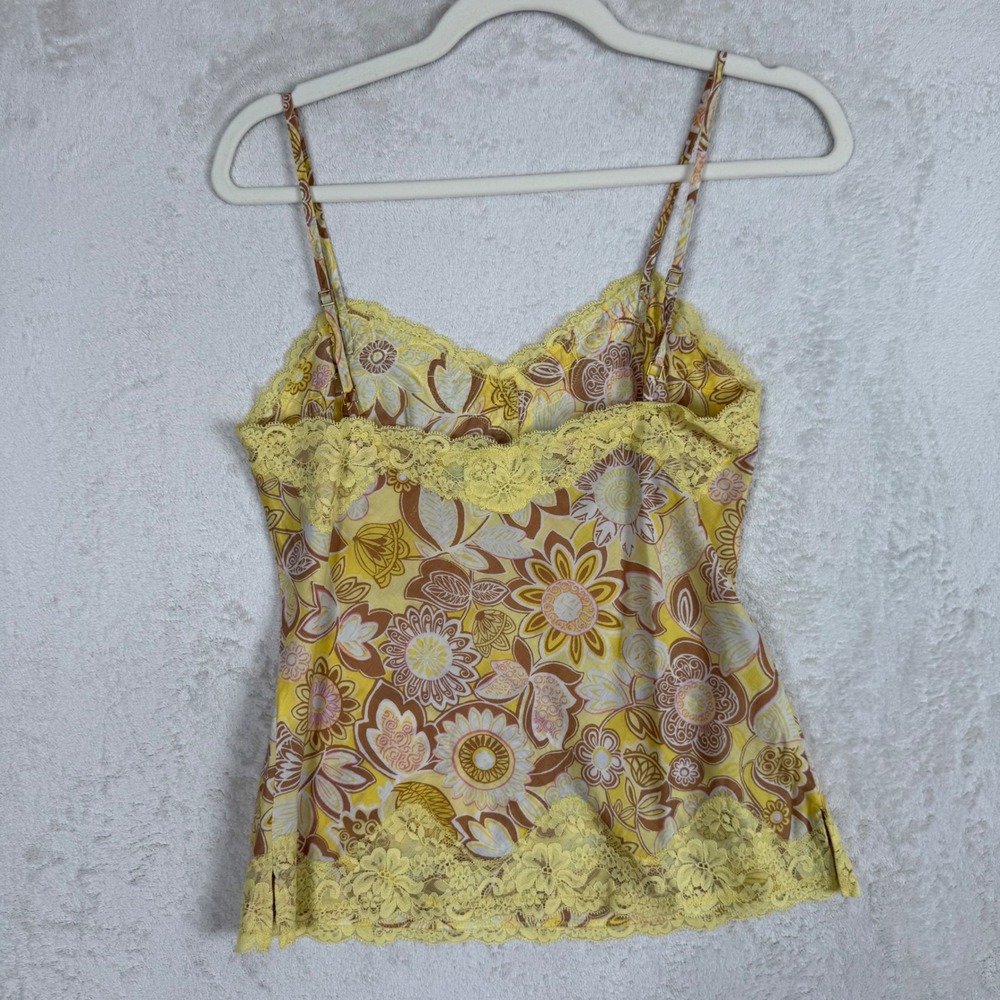 Vintage Boho Coquette Floral Lace Cami Beaded Cottagecore Y3K Top Fairycore XS - Picture 3 of 8
